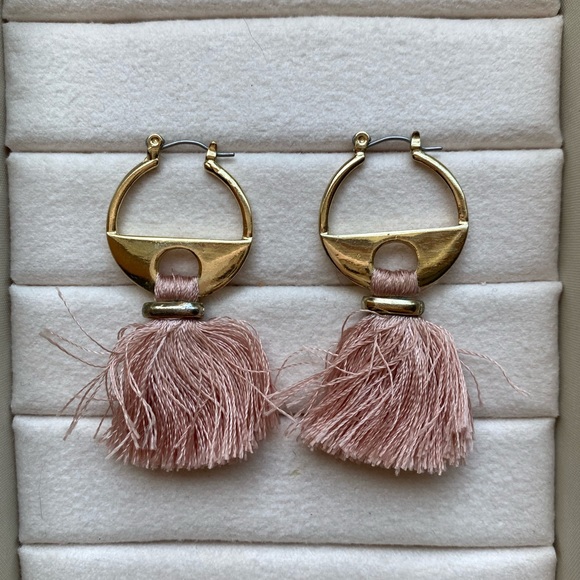 BUNDLE Blush Pink Dangly Earrings Set Gold and Blush Tassel Earrings - Picture 2 of 3